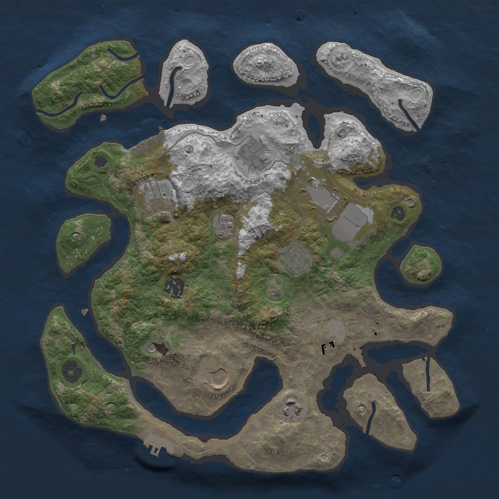 Rust Map: Procedural Map, Size: 3550, Seed: 528314, 16 Monuments