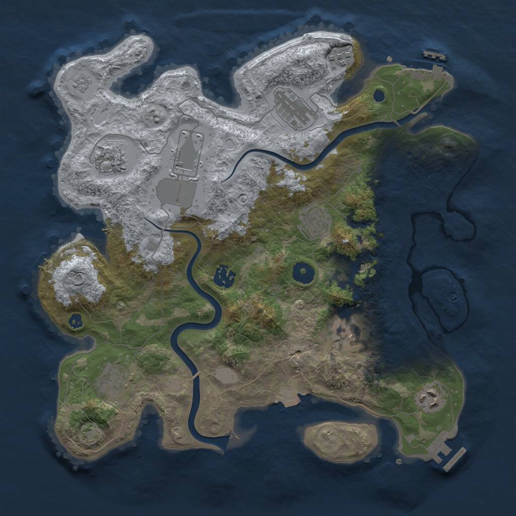Rust Map: Procedural Map, Size: 3550, Seed: 842761, 15 Monuments