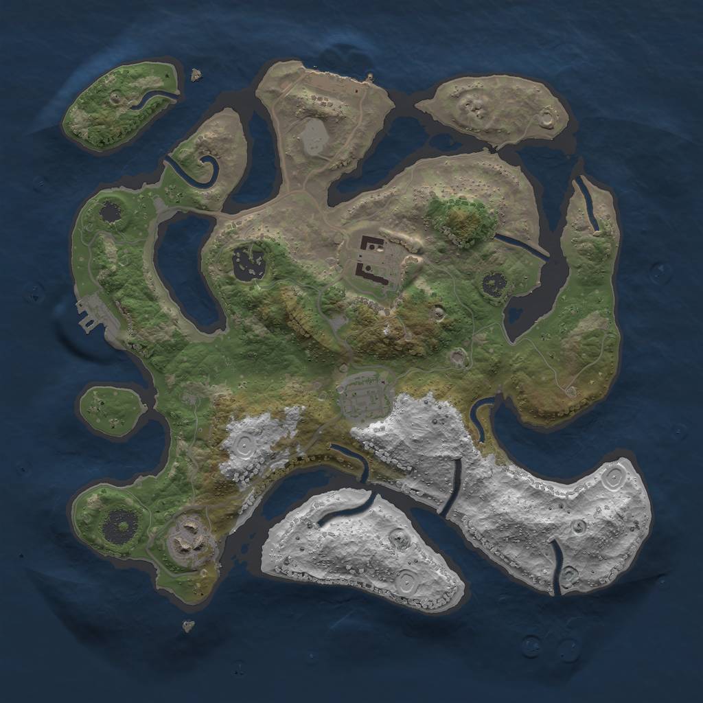 Rust Map: Procedural Map, Size: 3000, Seed: 1908774874, 11 Monuments