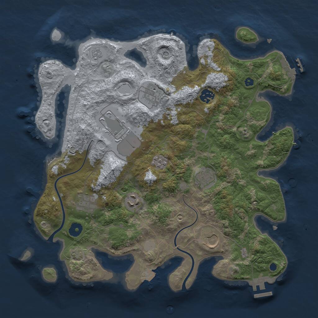 Rust Map: Procedural Map, Size: 3500, Seed: 293645, 14 Monuments