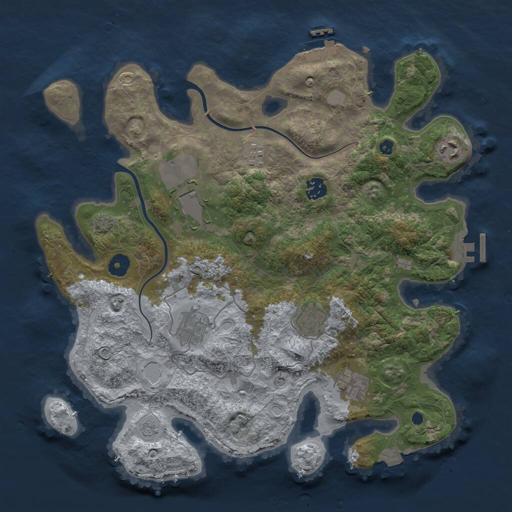 Rust Map: Procedural Map, Size: 3550, Seed: 419767, 13 Monuments