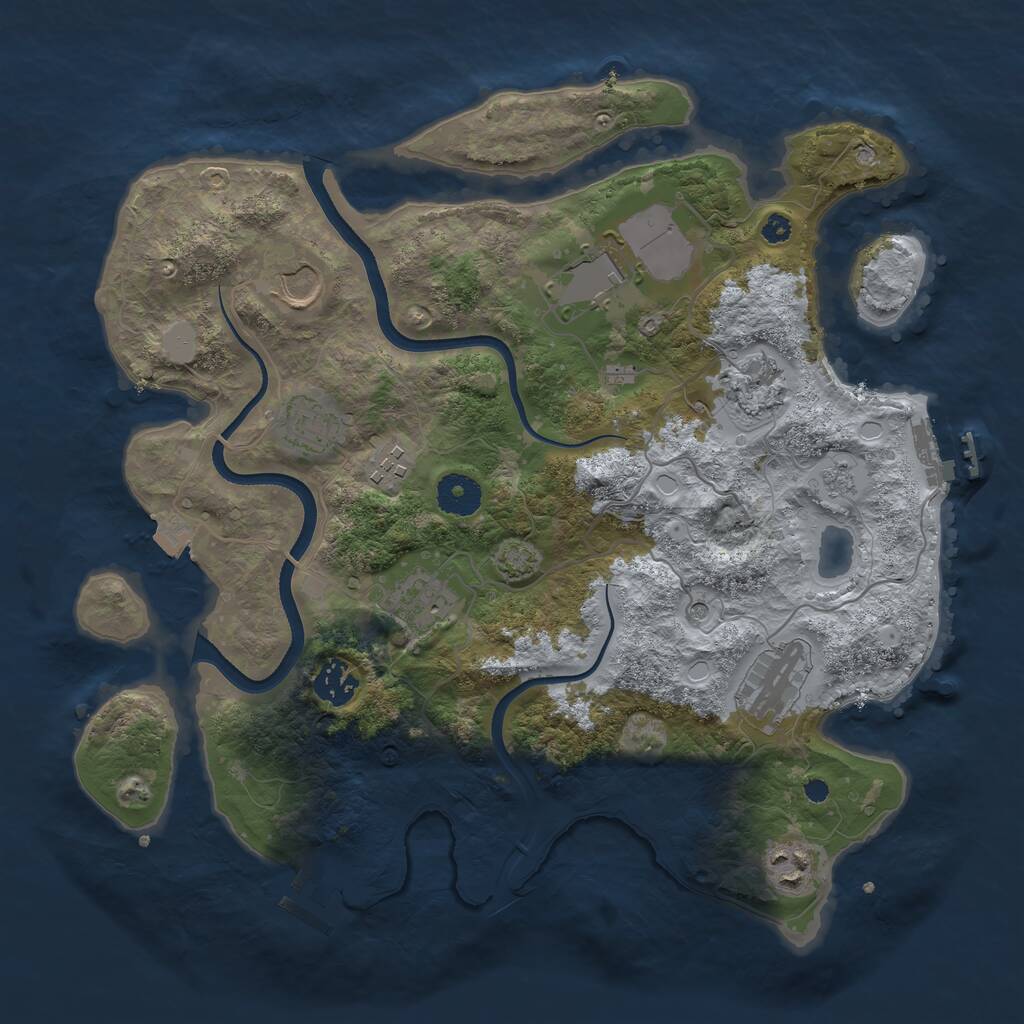 Rust Map: Procedural Map, Size: 3550, Seed: 613154, 15 Monuments