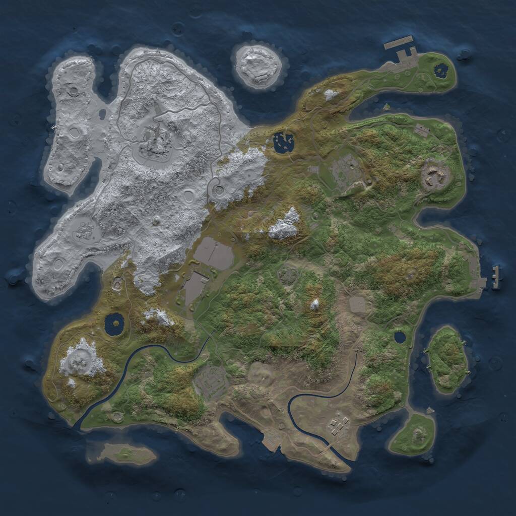 Rust Map: Procedural Map, Size: 3550, Seed: 269479, 13 Monuments