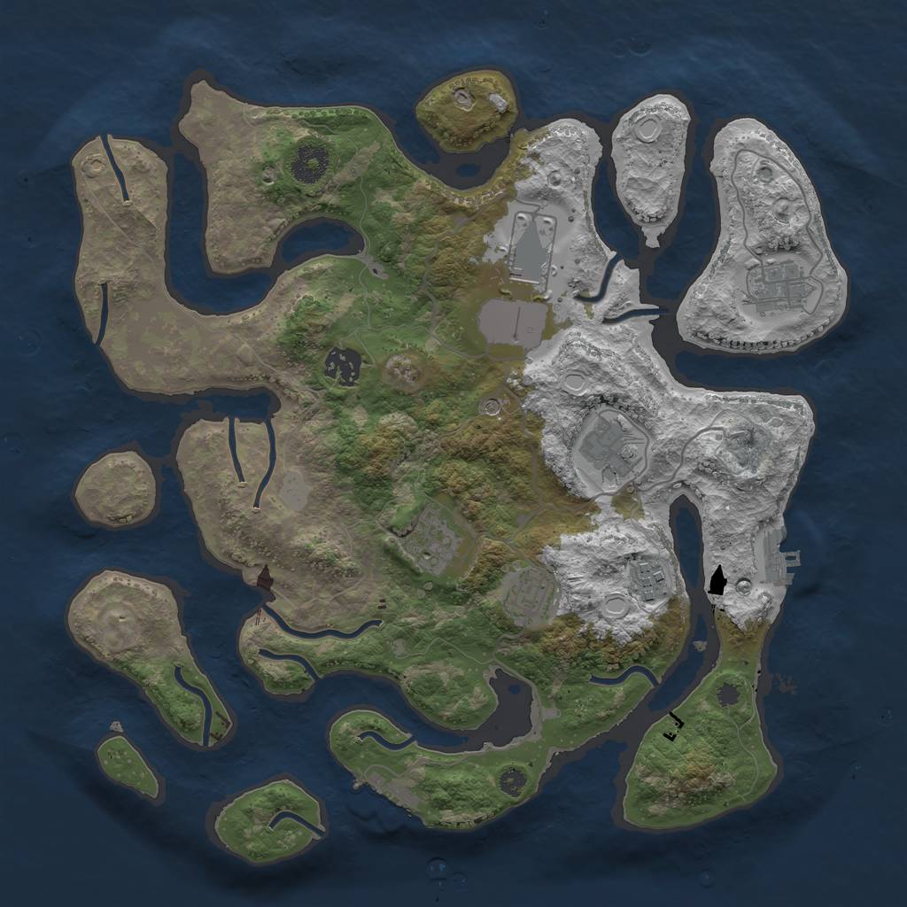 Rust Map: Procedural Map, Size: 3550, Seed: 617651, 15 Monuments