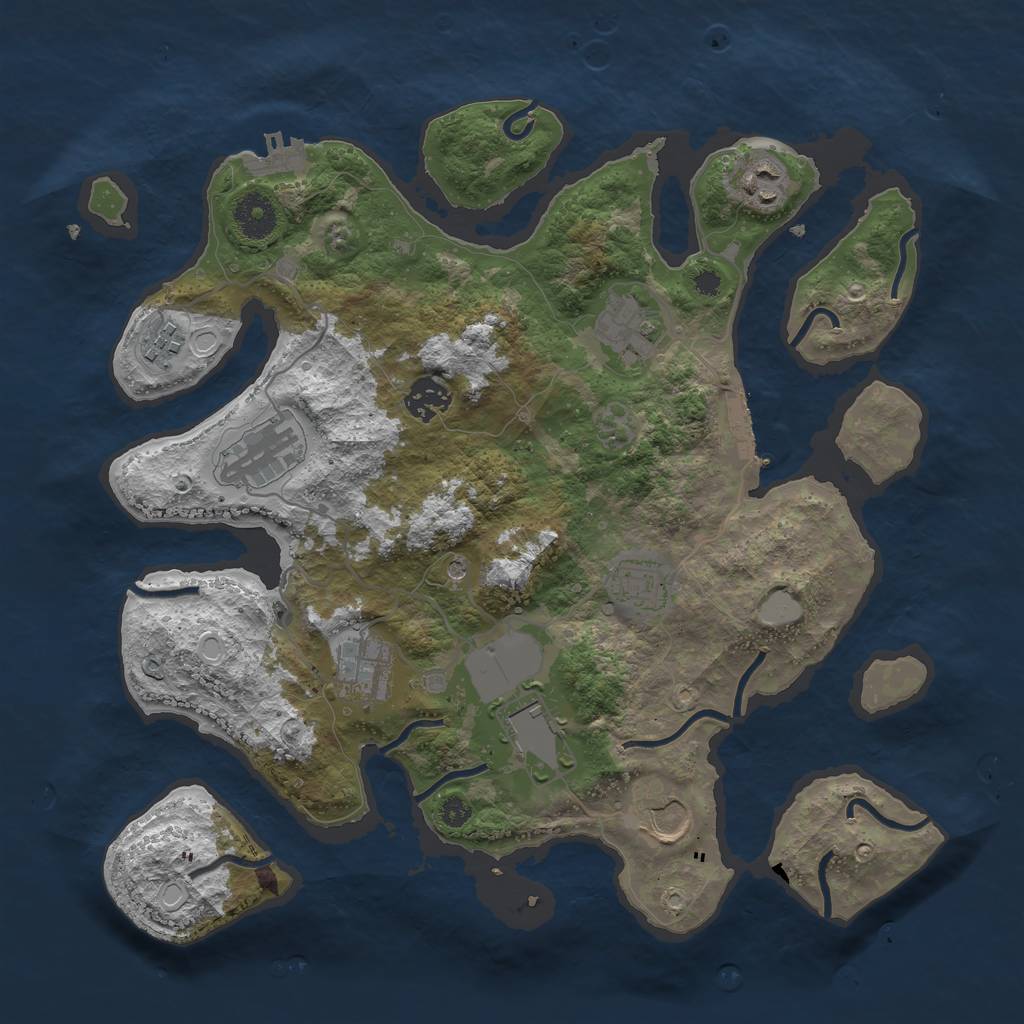 Rust Map: Procedural Map, Size: 3550, Seed: 374724, 17 Monuments