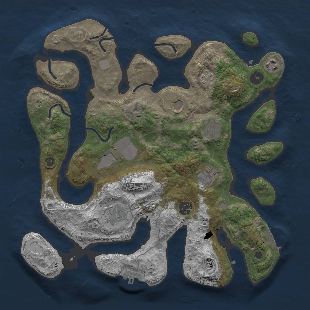Rust Map: Procedural Map, Size: 3500, Seed: 28035, 16 Monuments