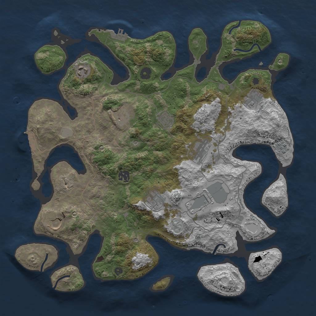 Rust Map: Procedural Map, Size: 4000, Seed: 341034, 18 Monuments