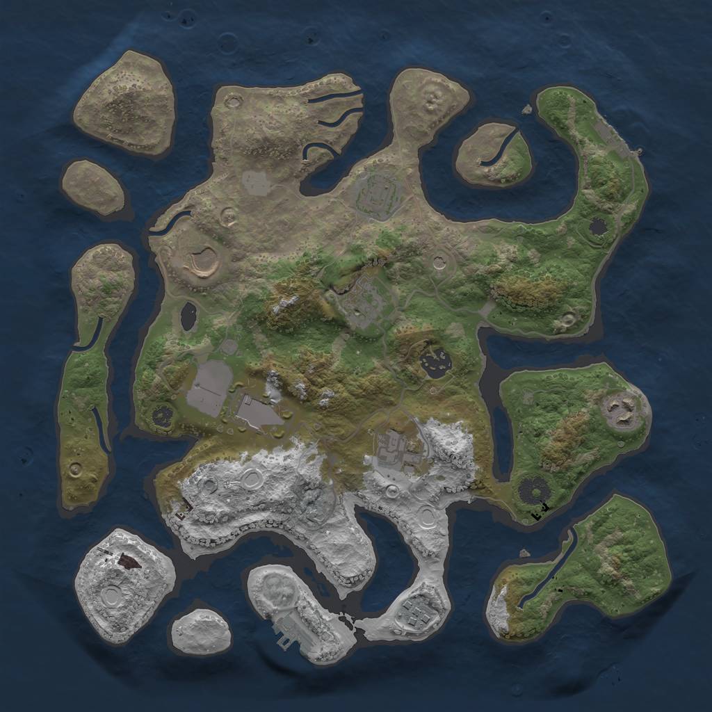 Rust Map: Procedural Map, Size: 3500, Seed: 819954, 16 Monuments