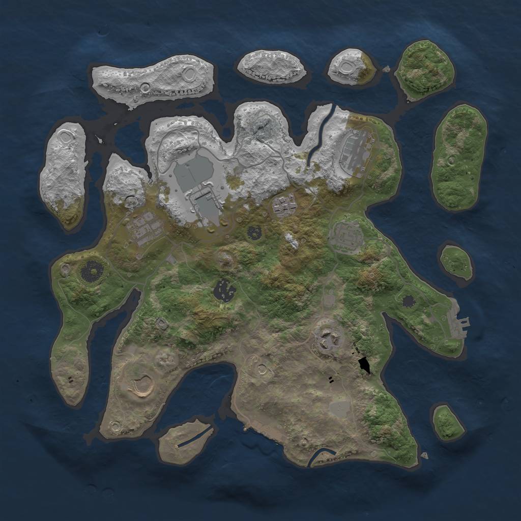 Rust Map: Procedural Map, Size: 3550, Seed: 614776, 16 Monuments