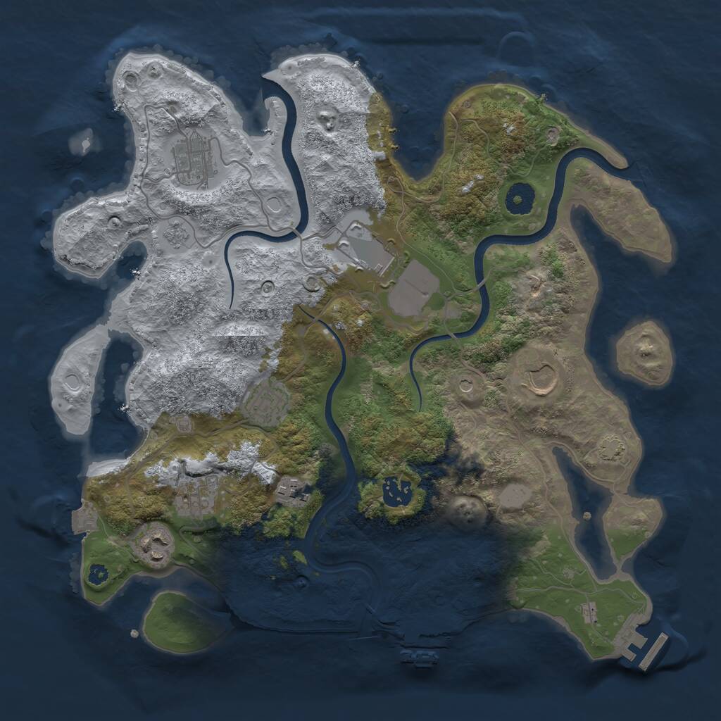 Rust Map: Procedural Map, Size: 3500, Seed: 846086437, 14 Monuments
