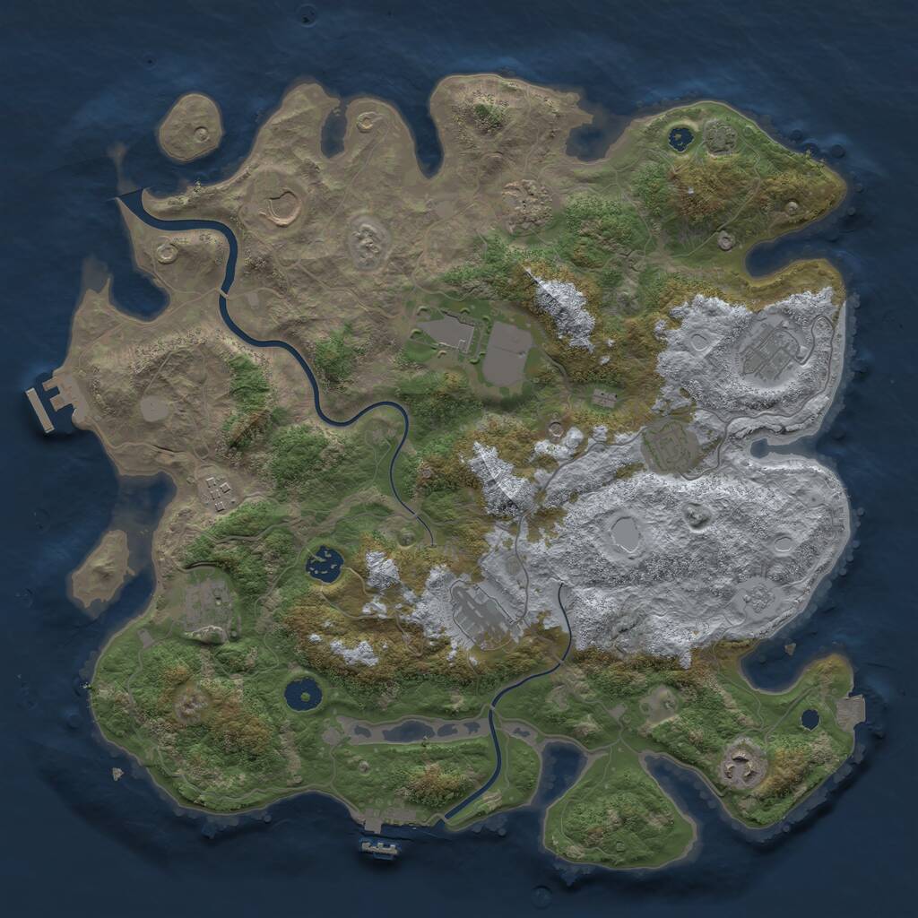 Rust Map: Procedural Map, Size: 3950, Seed: 652463124, 16 Monuments