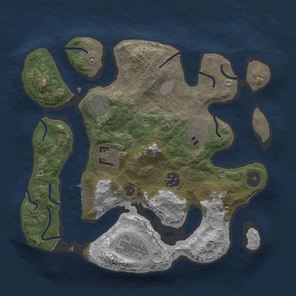 Rust Map: Procedural Map, Size: 3000, Seed: 2351, 12 Monuments