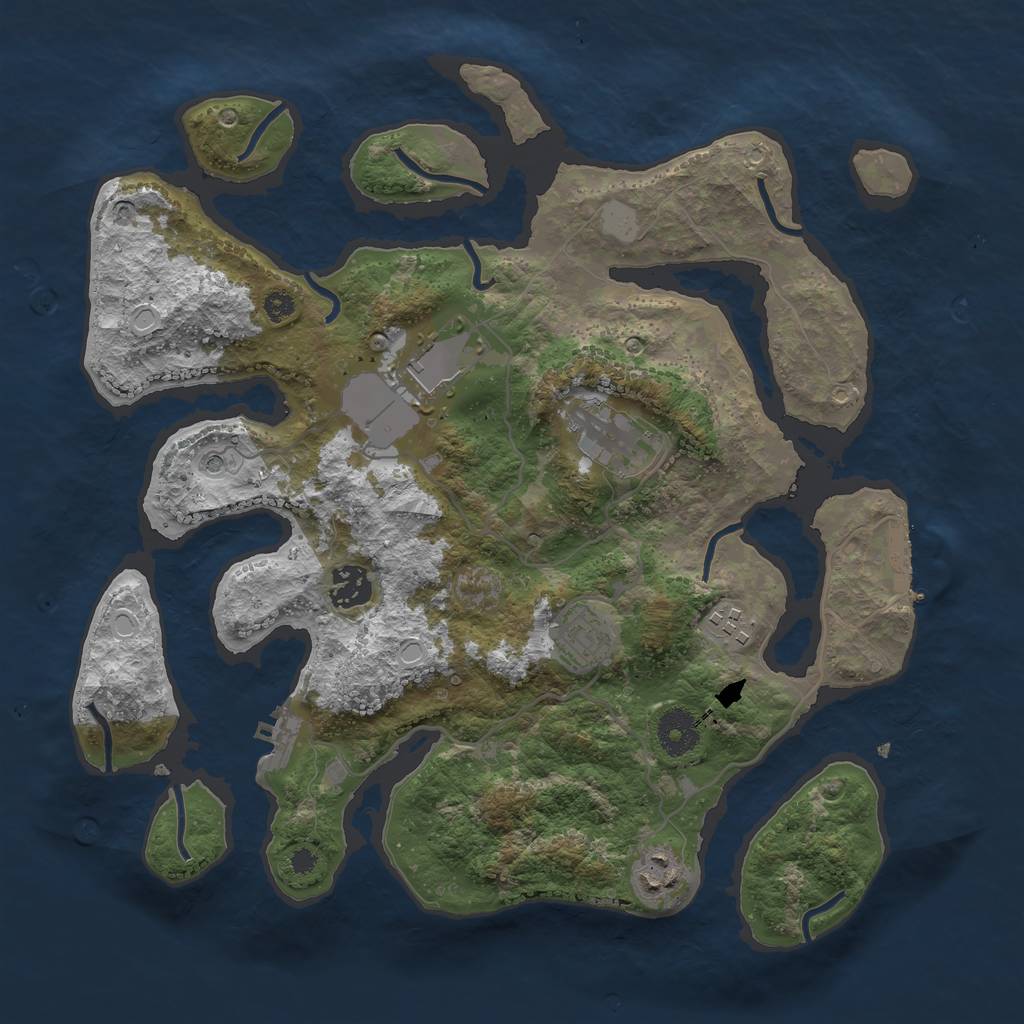 Rust Map: Procedural Map, Size: 3500, Seed: 34198711, 14 Monuments