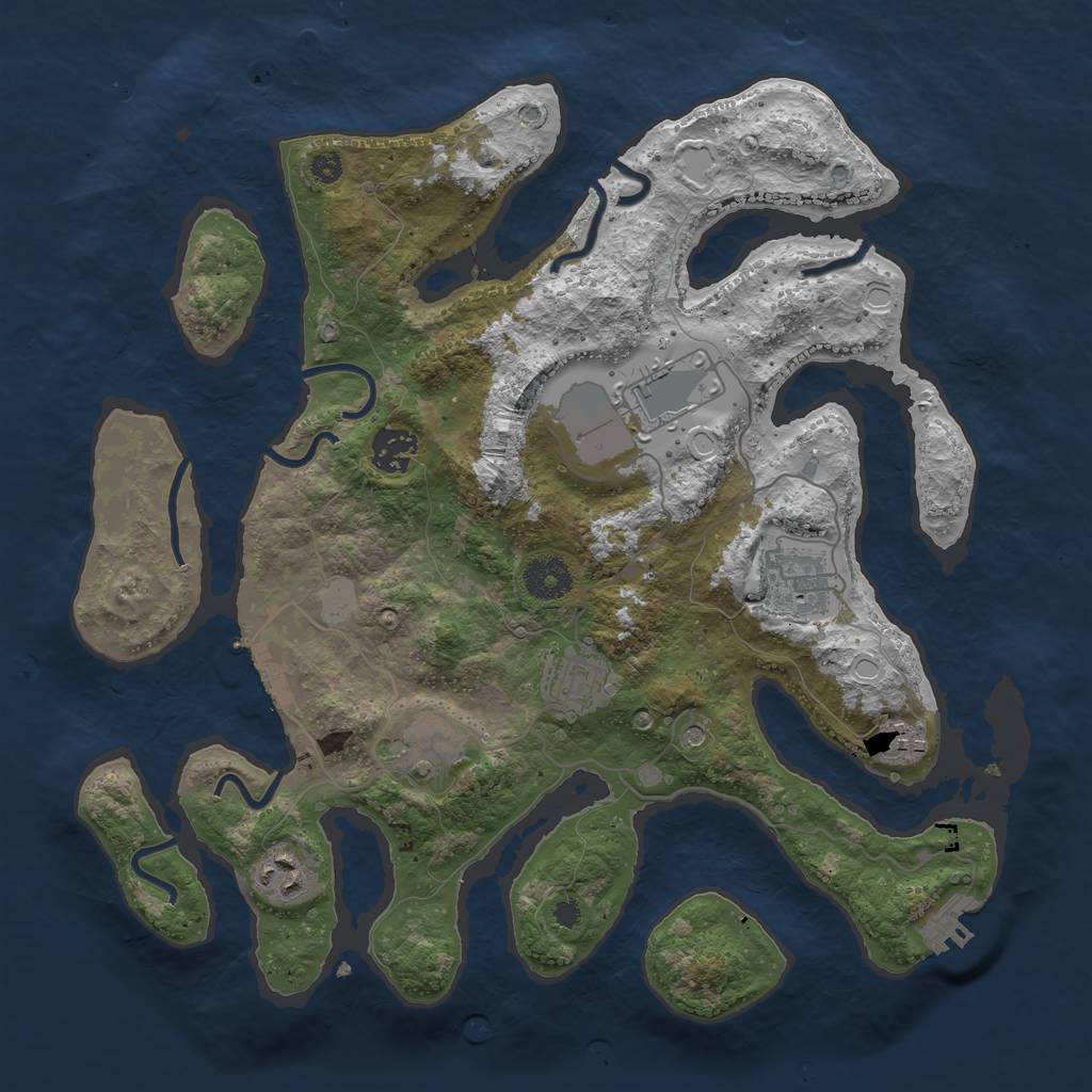 Rust Map: Procedural Map, Size: 3550, Seed: 965251, 15 Monuments