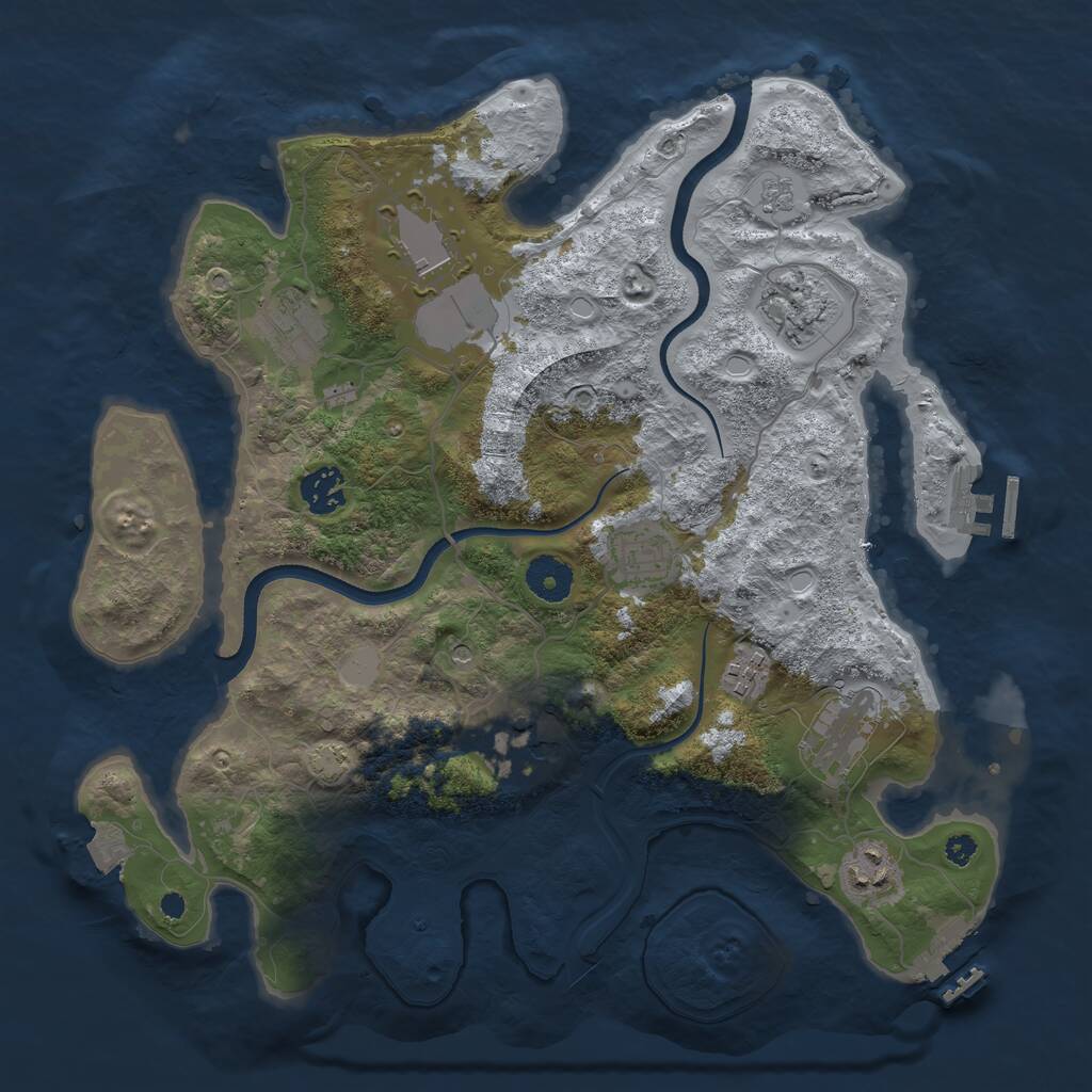 Rust Map: Procedural Map, Size: 3550, Seed: 965251, 15 Monuments