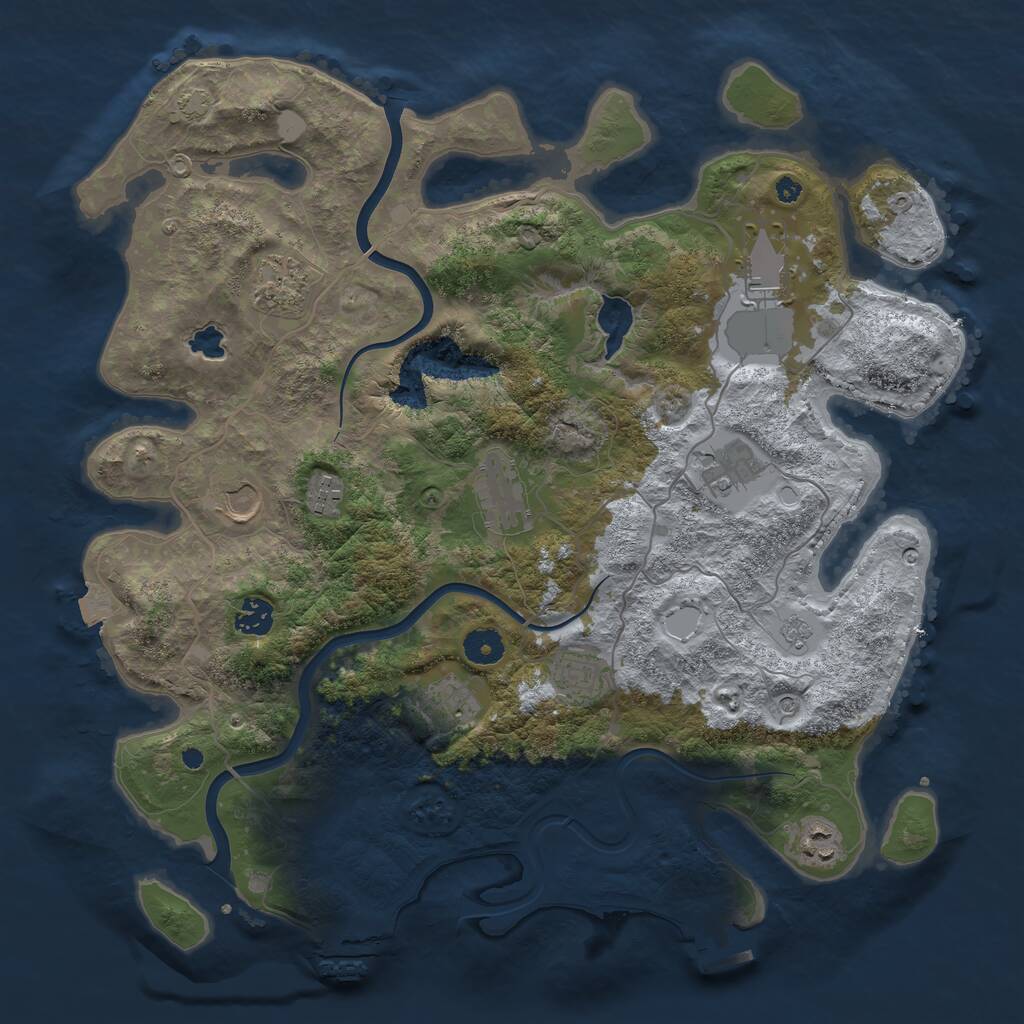 Rust Map: Procedural Map, Size: 4000, Seed: 93256, 16 Monuments