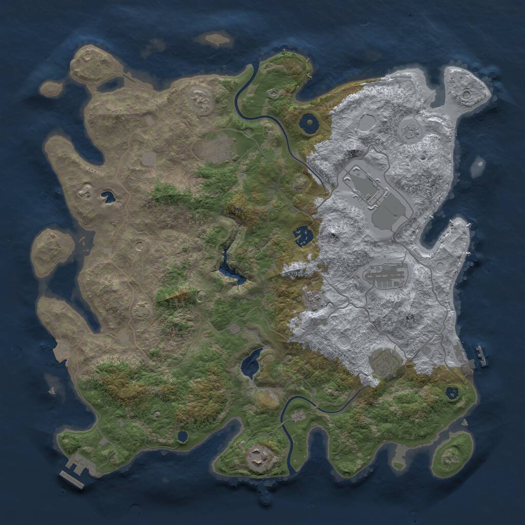 Rust Map: Procedural Map, Size: 4000, Seed: 96435, 13 Monuments