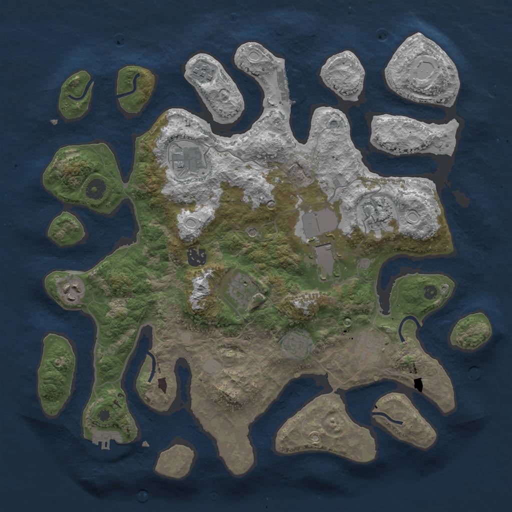 Rust Map: Procedural Map, Size: 3800, Seed: 5938525, 17 Monuments