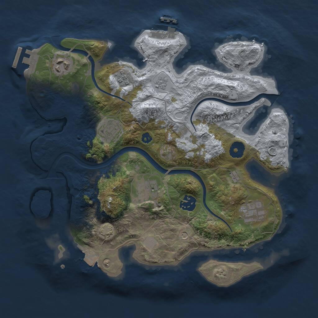Rust Map: Procedural Map, Size: 3000, Seed: 173824, 12 Monuments