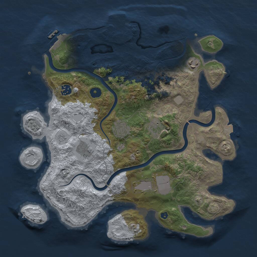 Rust Map: Procedural Map, Size: 3550, Seed: 871359, 13 Monuments