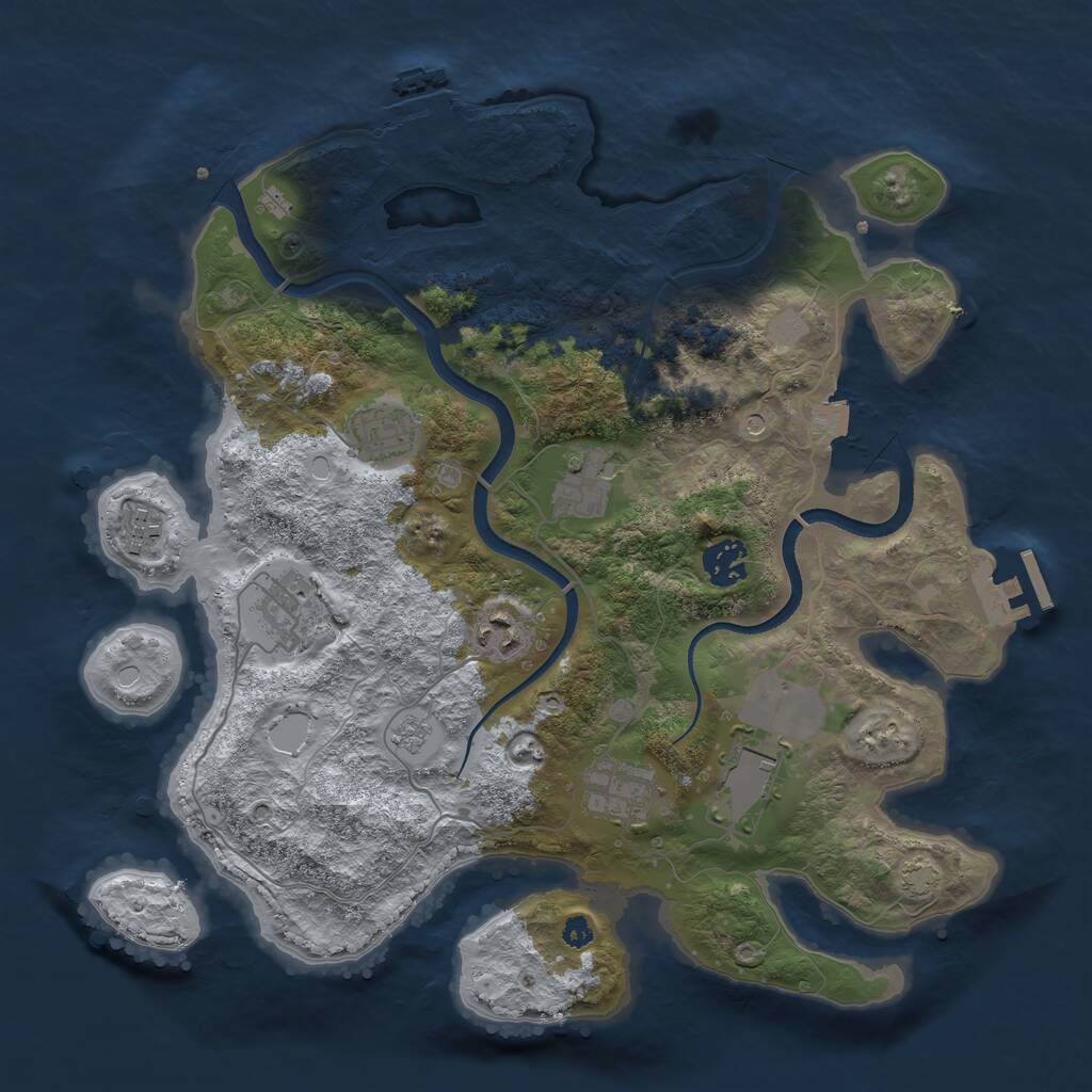 Rust Map: Procedural Map, Size: 3550, Seed: 871359, 14 Monuments