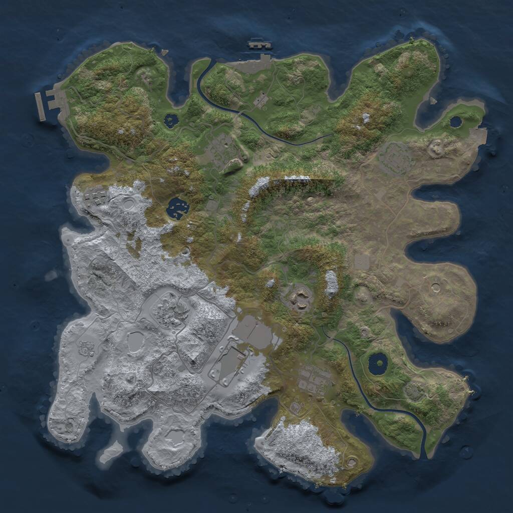 Rust Map: Procedural Map, Size: 3600, Seed: 1505394706, 14 Monuments