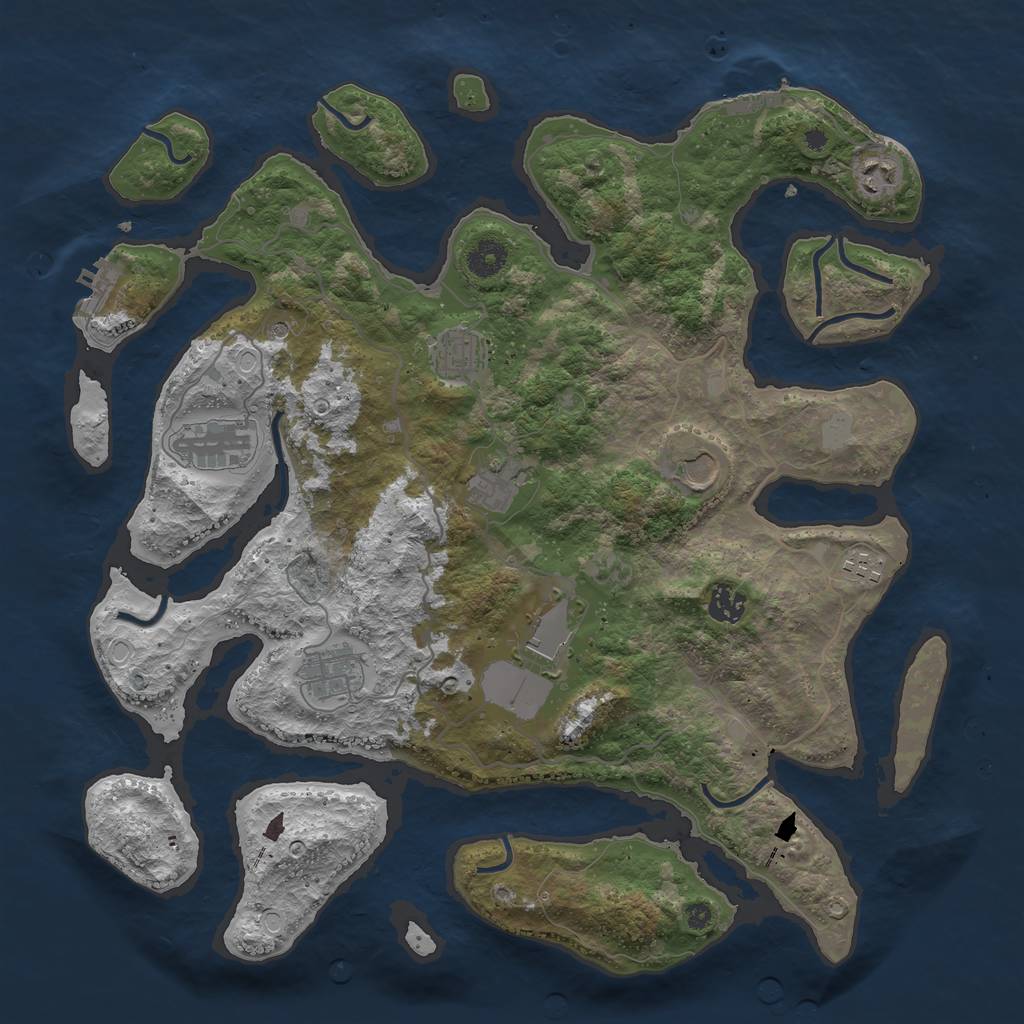 Rust Map: Procedural Map, Size: 4000, Seed: 439587, 17 Monuments
