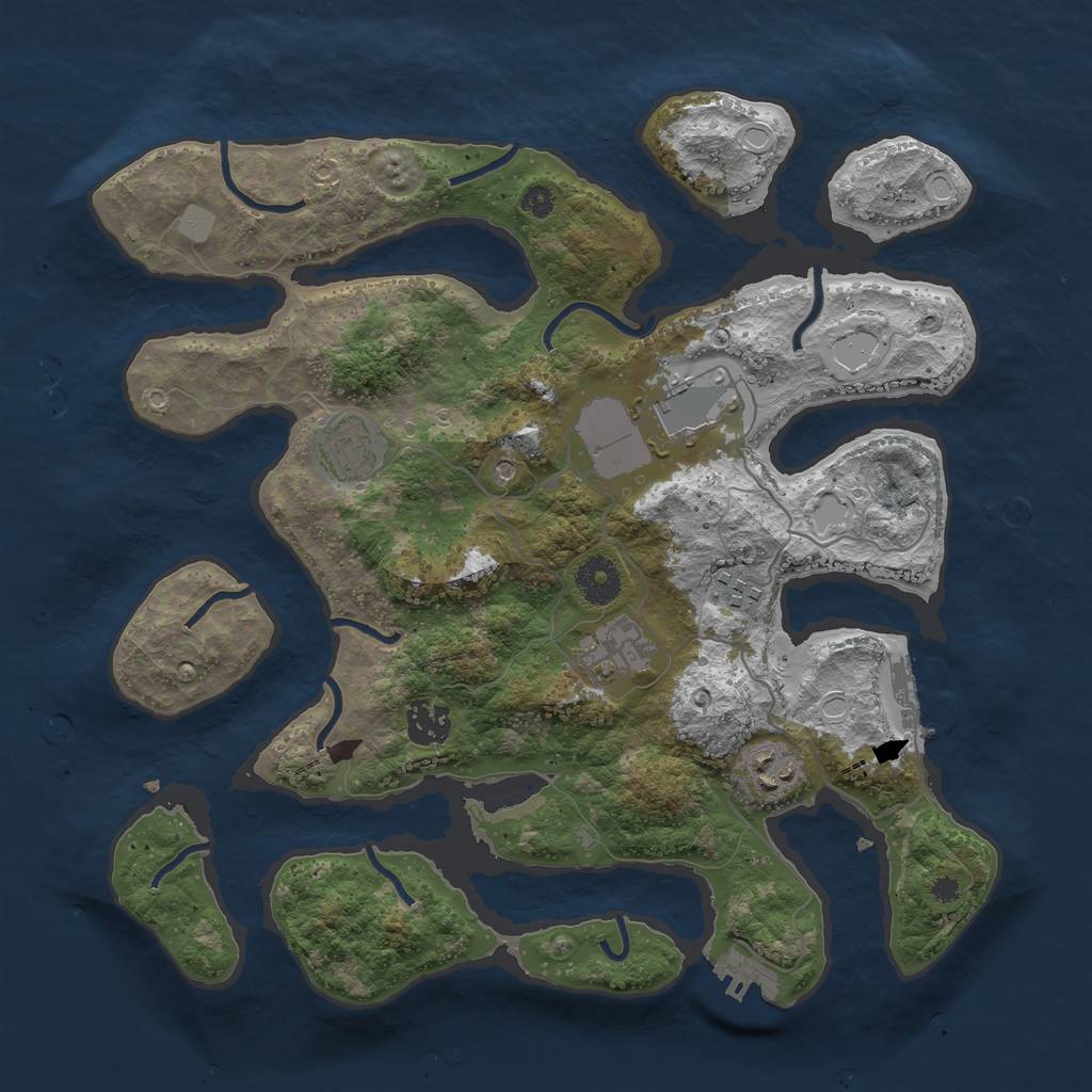 Rust Map: Procedural Map, Size: 3550, Seed: 639573, 14 Monuments