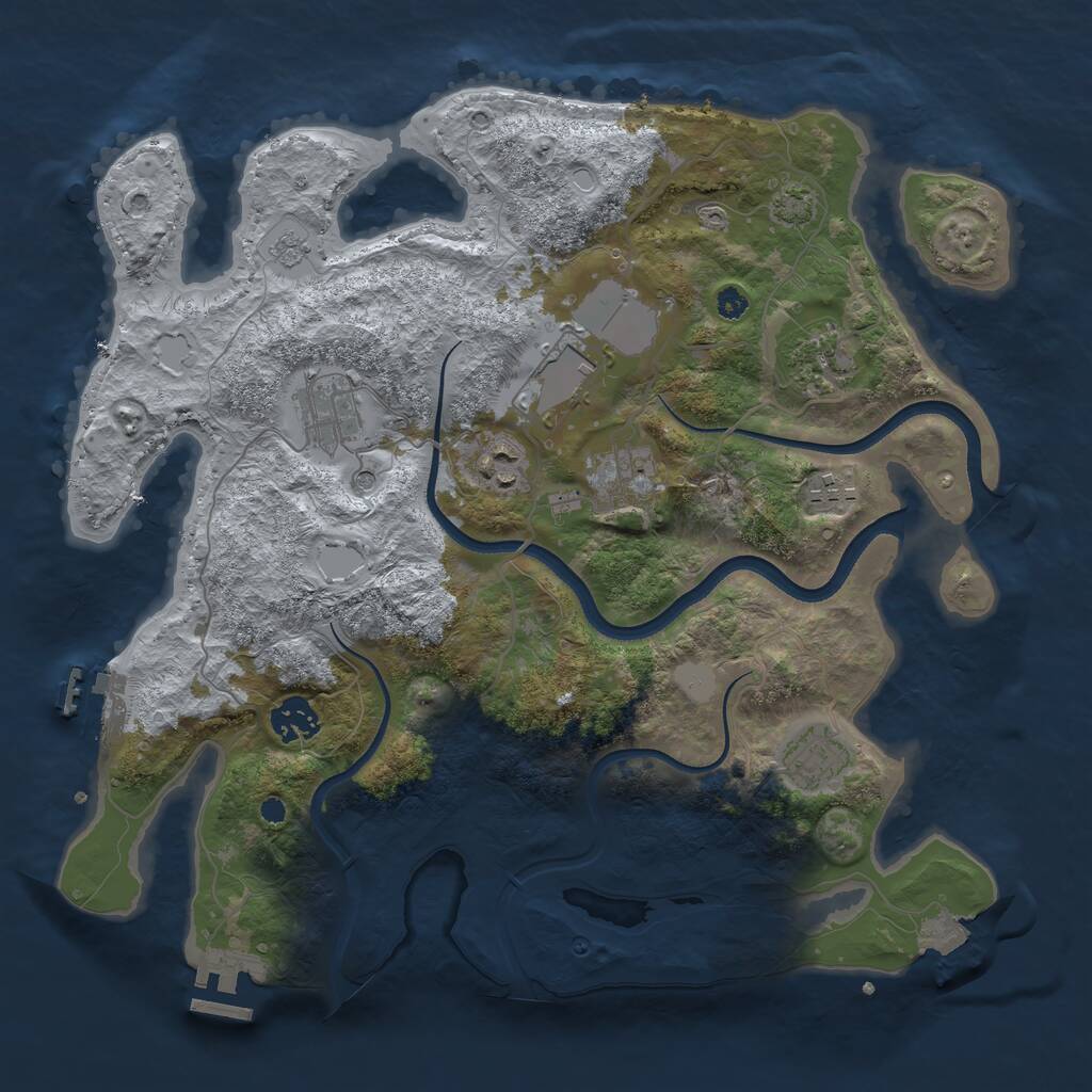 Rust Map: Procedural Map, Size: 3550, Seed: 661607, 14 Monuments