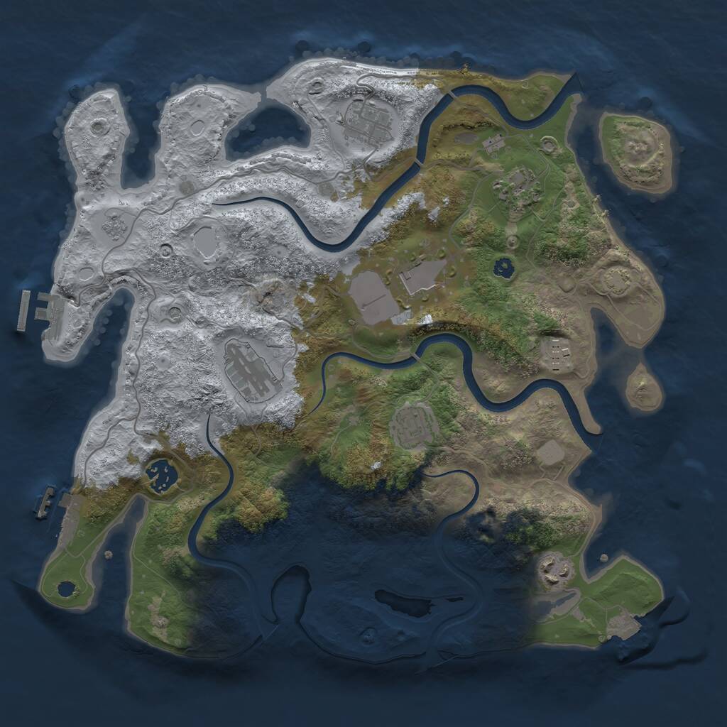 Rust Map: Procedural Map, Size: 3550, Seed: 661607, 14 Monuments