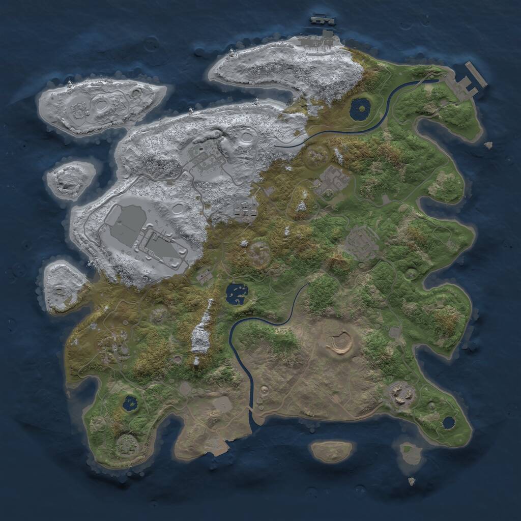 Rust Map: Procedural Map, Size: 3500, Seed: 2147483635, 14 Monuments