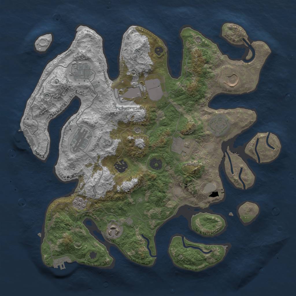 Rust Map: Procedural Map, Size: 3550, Seed: 444152, 17 Monuments