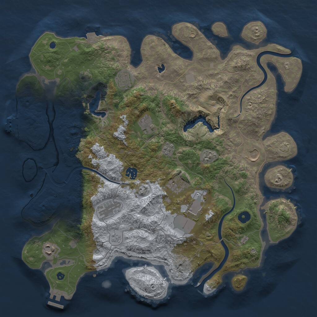 Rust Map: Procedural Map, Size: 4000, Seed: 453062, 15 Monuments