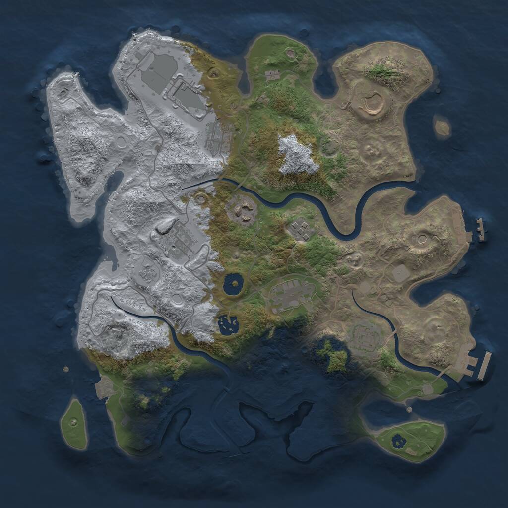 Rust Map: Procedural Map, Size: 3550, Seed: 890963, 15 Monuments