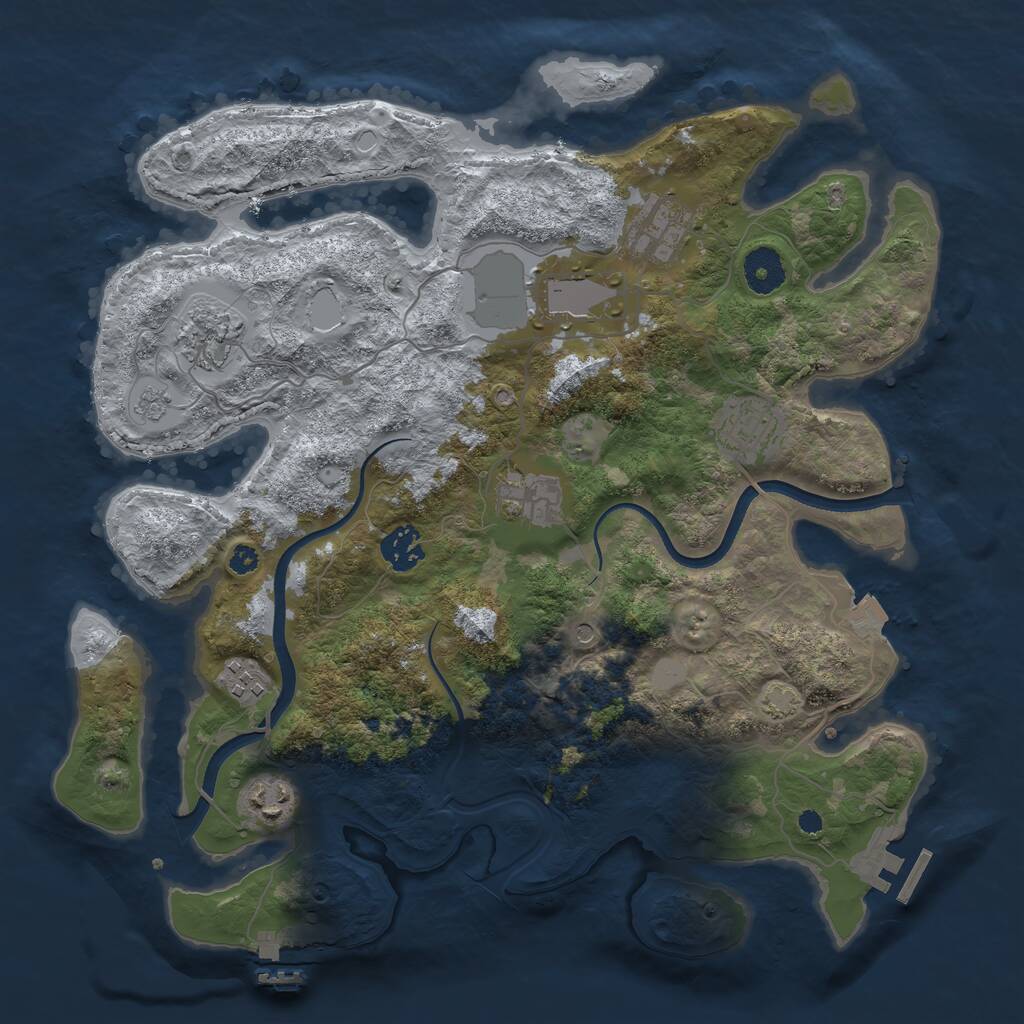 Rust Map: Procedural Map, Size: 3550, Seed: 179344, 14 Monuments