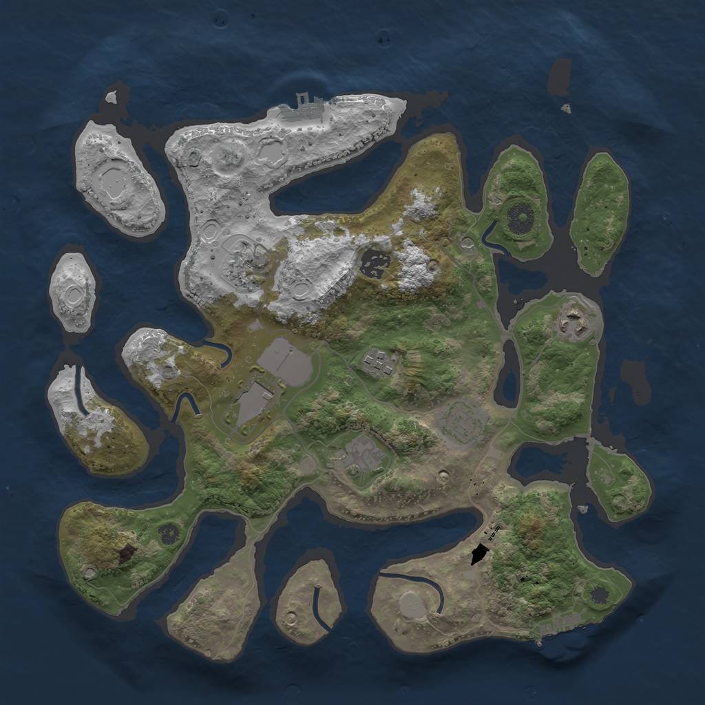 Rust Map: Procedural Map, Size: 3550, Seed: 925162, 15 Monuments