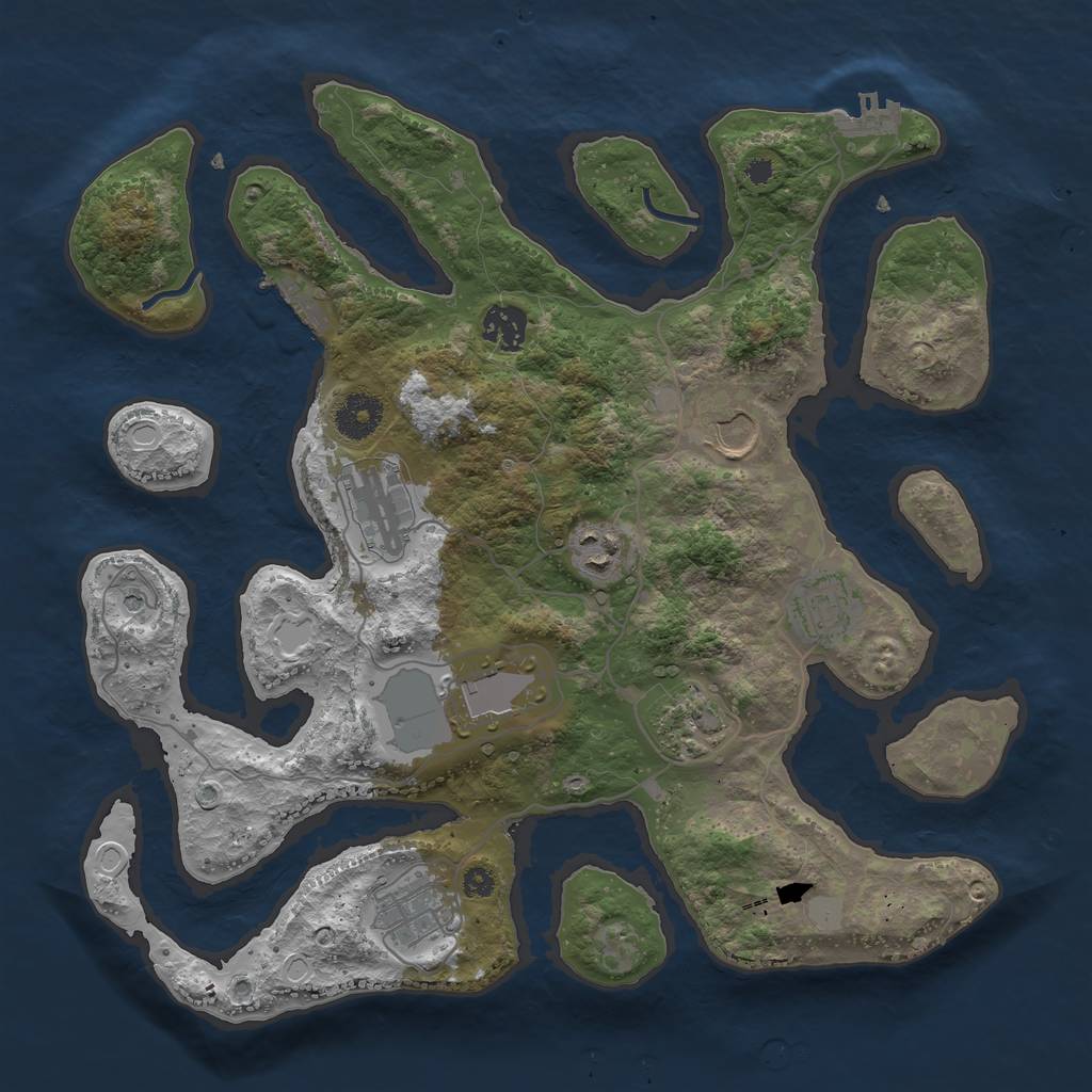 Rust Map: Procedural Map, Size: 3550, Seed: 255510, 16 Monuments