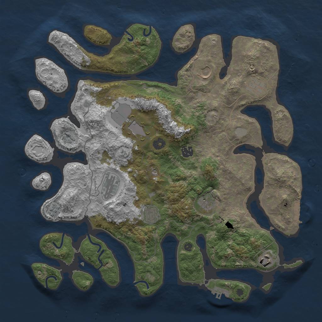 Rust Map: Procedural Map, Size: 4000, Seed: 693889, 17 Monuments