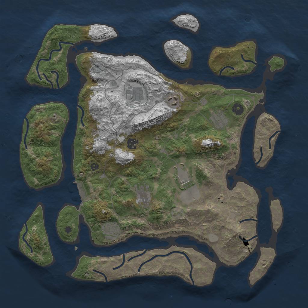 Rust Map: Procedural Map, Size: 4000, Seed: 697700567, 14 Monuments