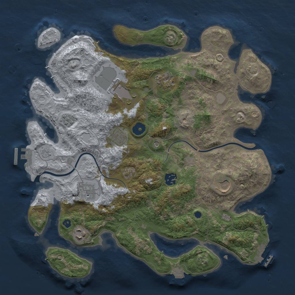 Rust Map: Procedural Map, Size: 3550, Seed: 641169, 14 Monuments