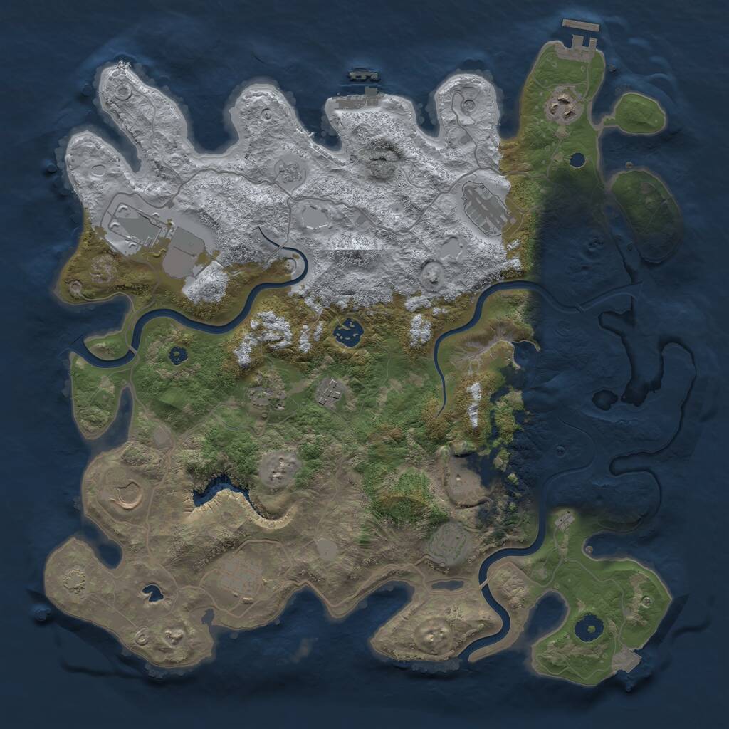 Rust Map: Procedural Map, Size: 4000, Seed: 332165, 16 Monuments