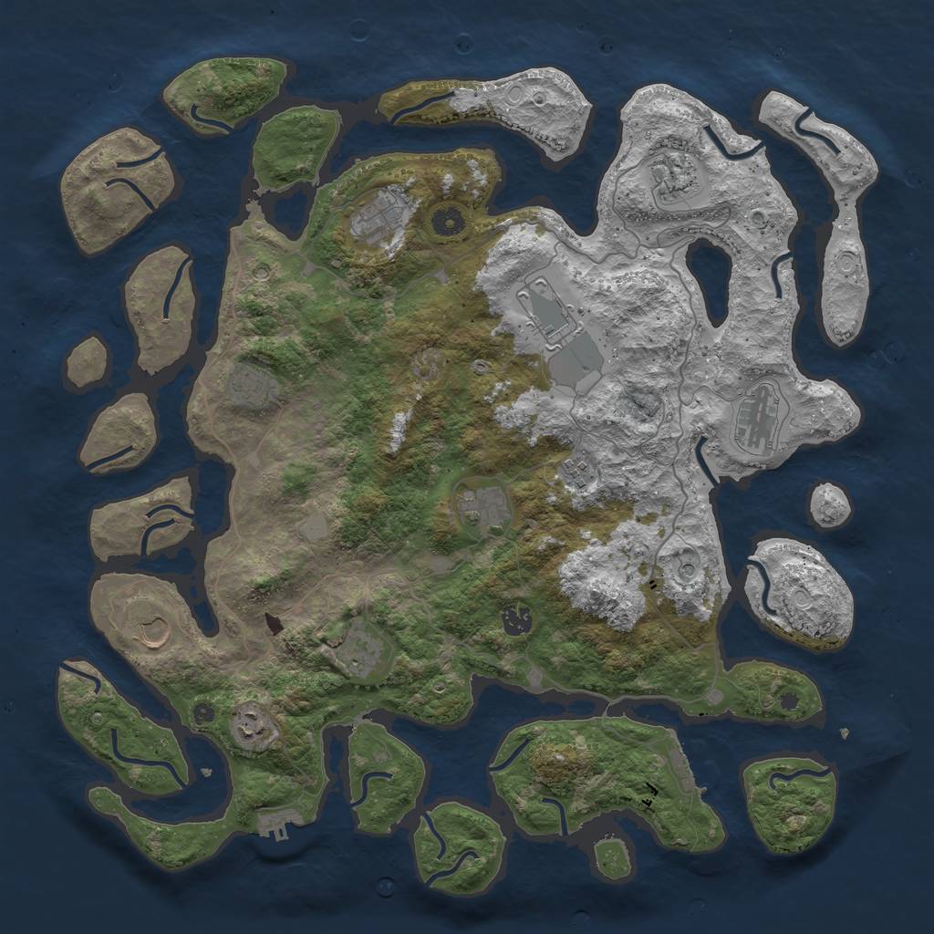 Rust Map: Procedural Map, Size: 4500, Seed: 1300100157, 19 Monuments