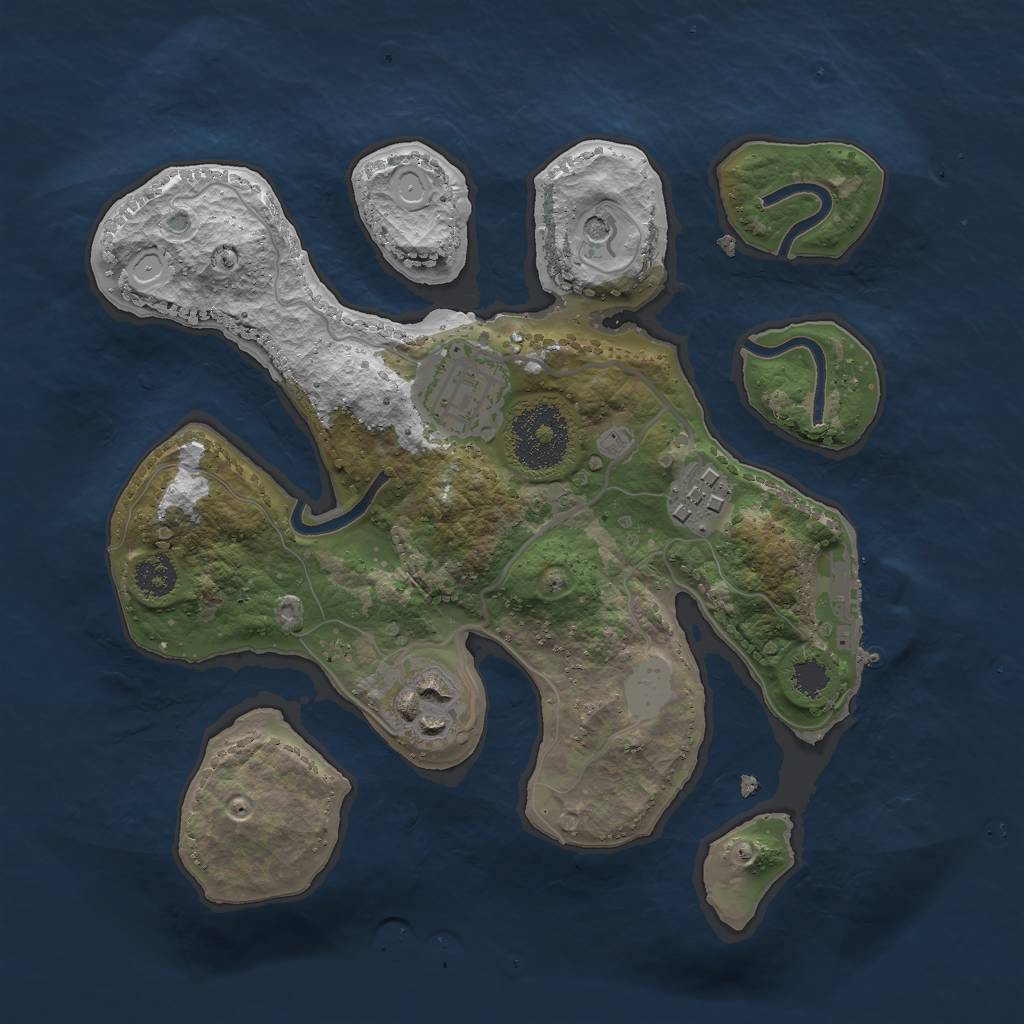 Rust Map: Procedural Map, Size: 2500, Seed: 37575956, 10 Monuments