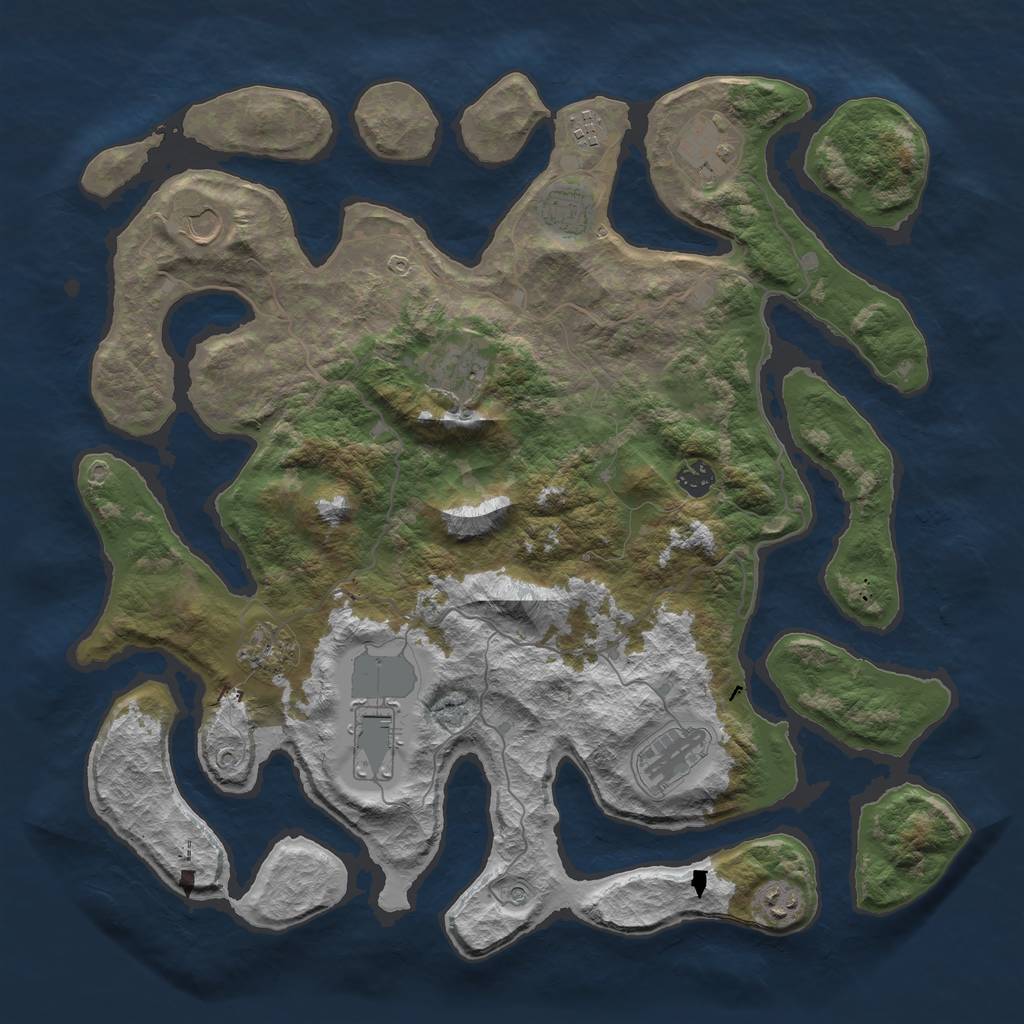 Rust Map: Barren, Size: 4300, Seed: 57878, 13 Monuments