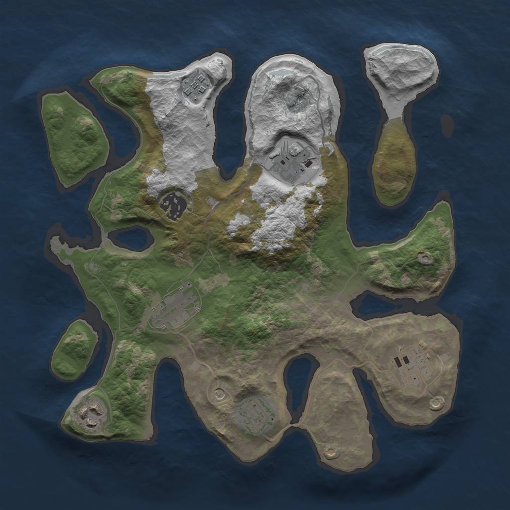 Rust Map: Barren, Size: 3000, Seed: 123412, 10 Monuments