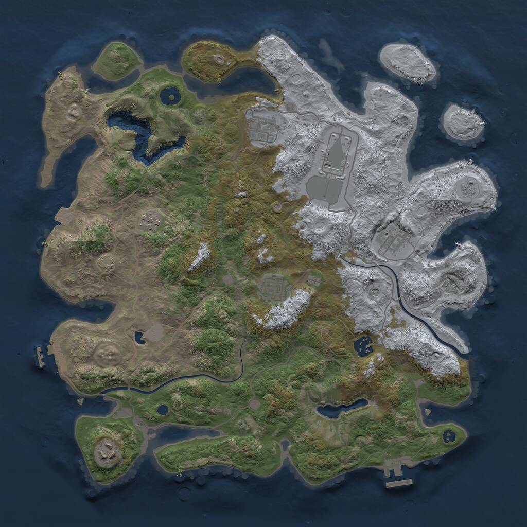 Rust Map: Procedural Map, Size: 4000, Seed: 637239, 13 Monuments