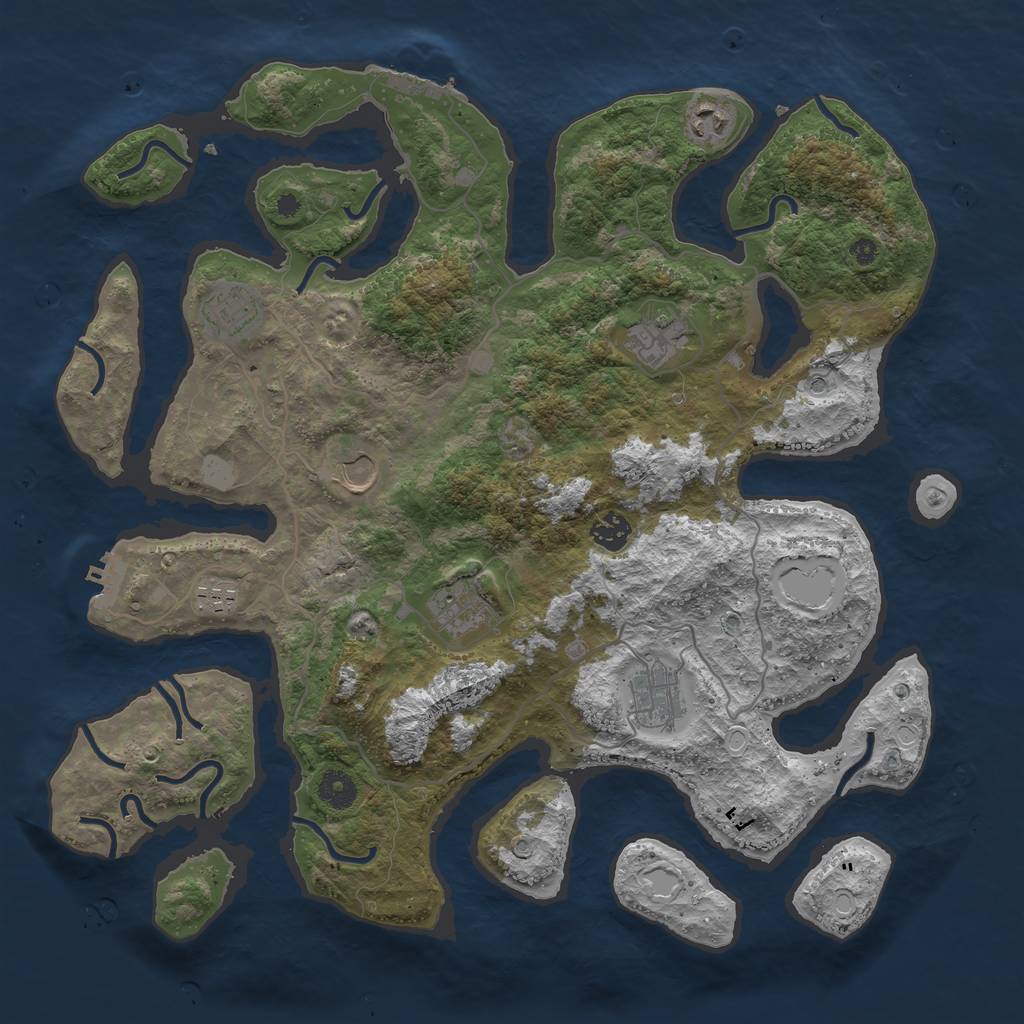 Rust Map: Procedural Map, Size: 4000, Seed: 585888, 16 Monuments