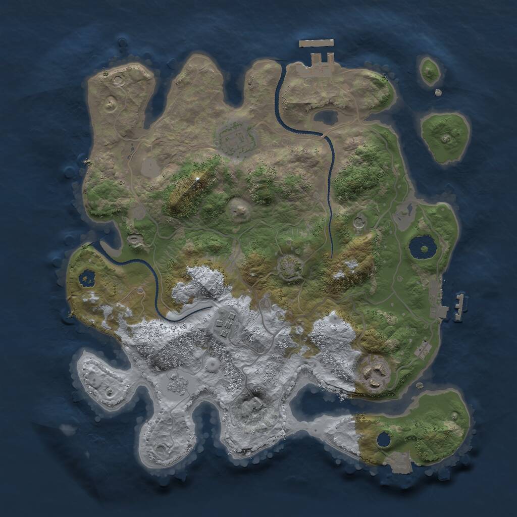 Rust Map: Procedural Map, Size: 3000, Seed: 990510057, 9 Monuments