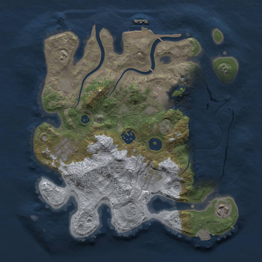 Rust Map: Procedural Map, Size: 3000, Seed: 990510057, 11 Monuments