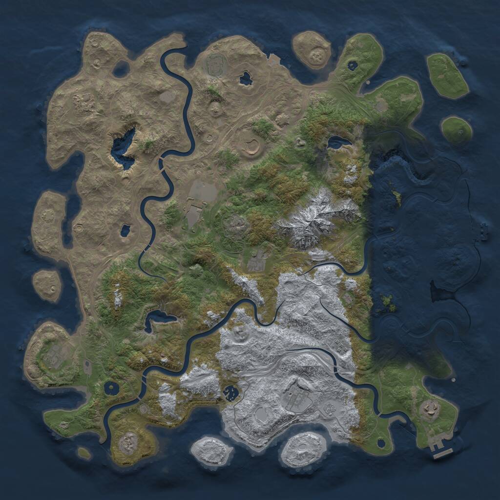 Rust Map: Procedural Map, Size: 5000, Seed: 406016735, 16 Monuments